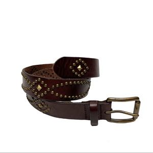 Gorgeous Classic Ralph Lauren Studded Belt in Rustic Rich Brown Genuine Leather!